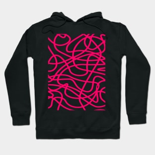 Pink random abstract doodle lines pattern design Hoodie